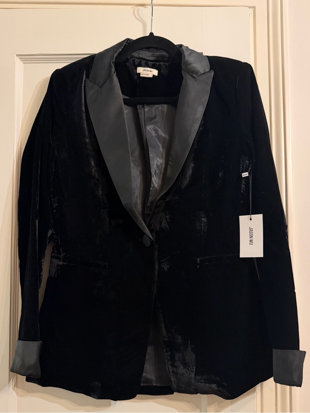 Jason Wu Black Velvet Tuxedo Blazer with Satin Trim